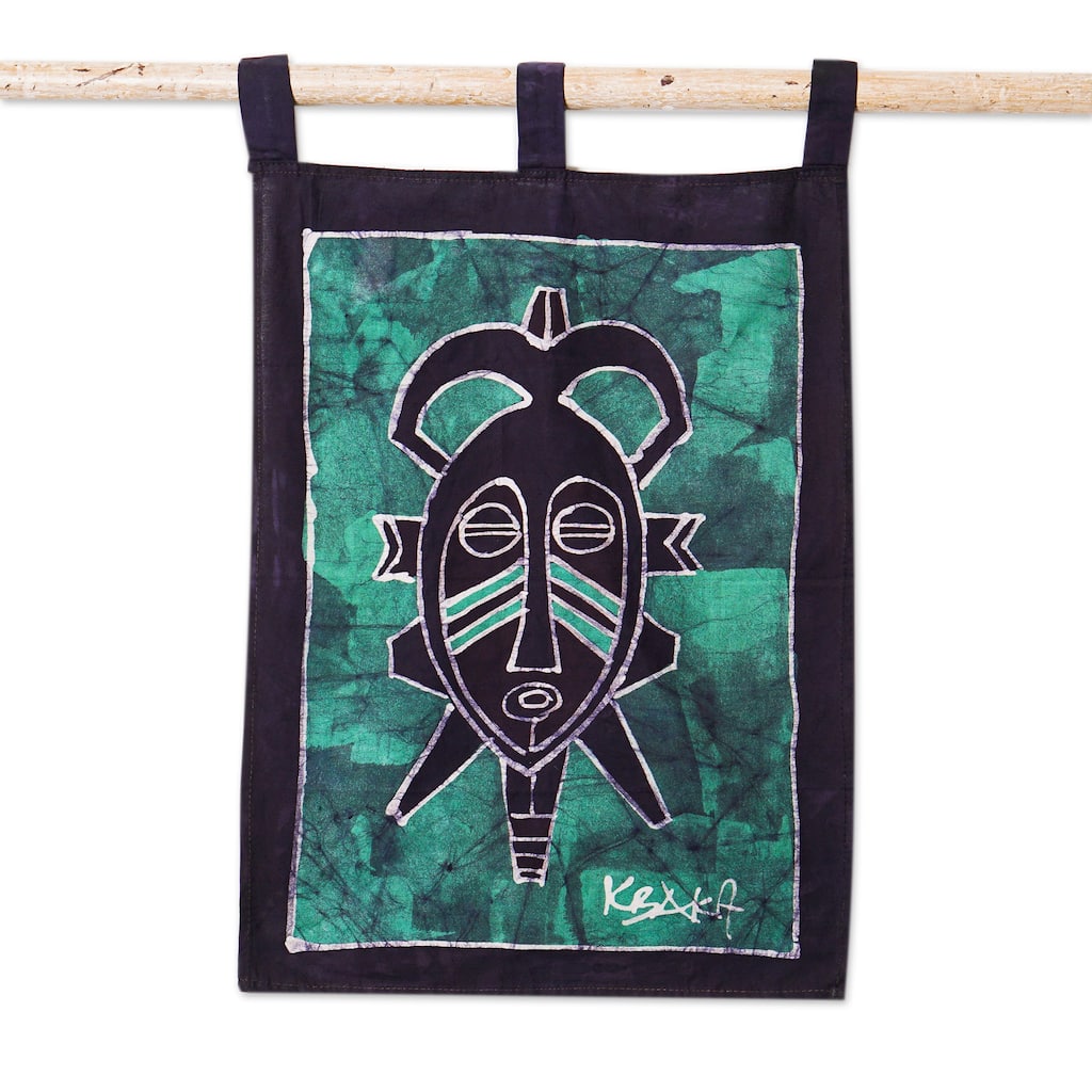 Novica Handmade Green Meditations Cotton Wall Hanging