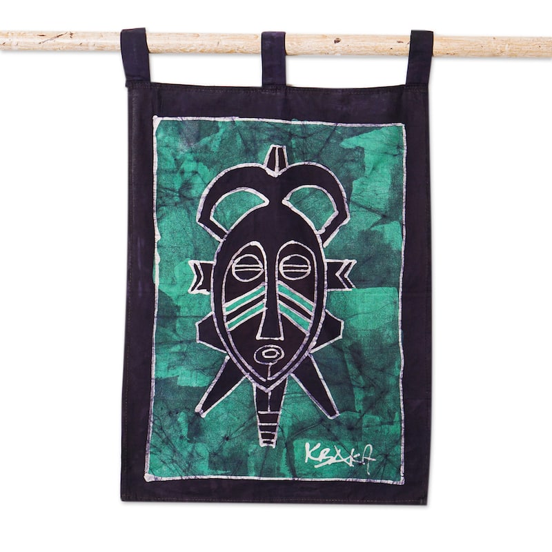 Novica Handmade Green Meditations Cotton Wall Hanging