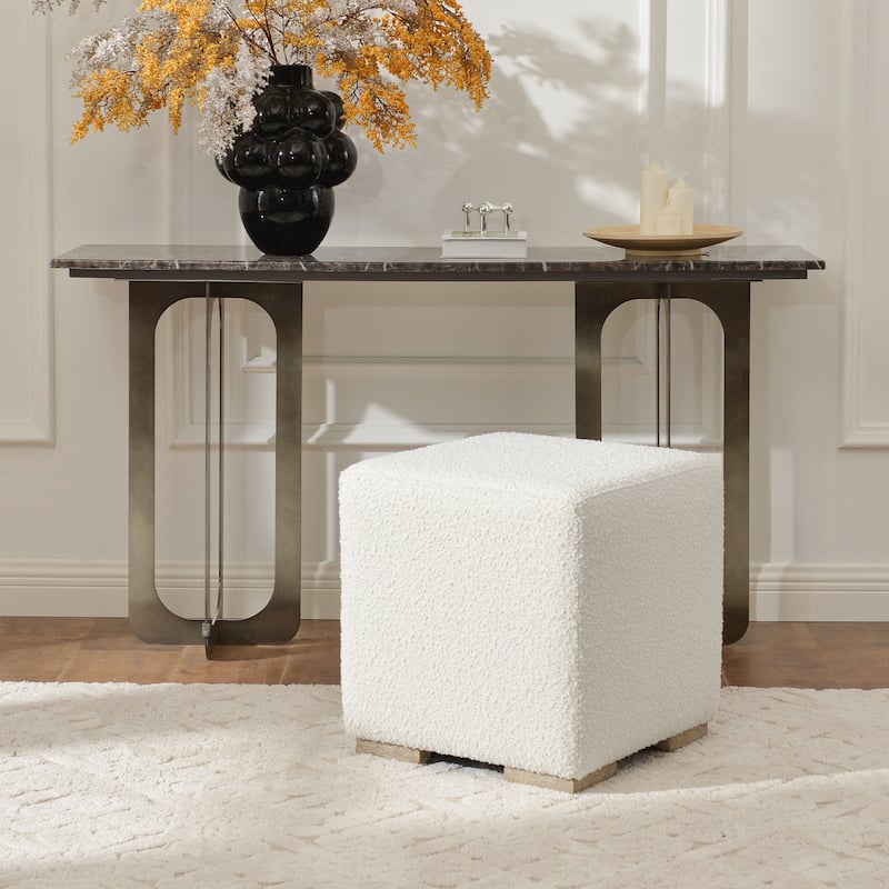 KINWELL 18.5" W Square Boucle Upholstered Ottoman Entryway Footstool