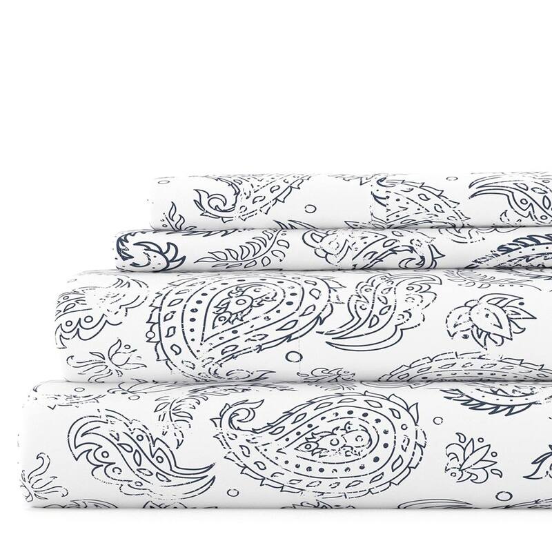 Becky Cameron Coarse Paisley Pattern 4 Piece Deep Pocket Bed Sheet Set