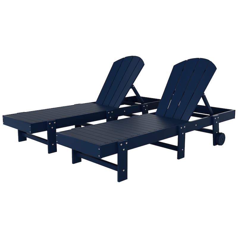 Polytrends Laguna Hdpe All Weather Outdoor Patio Pool Reclining Armless Chaise Lounge With Wheels (Set Of 2)