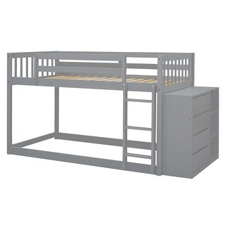 White Twin Bunk Bed with 4 Drawers & 3 Shelves - Stylish & Practical