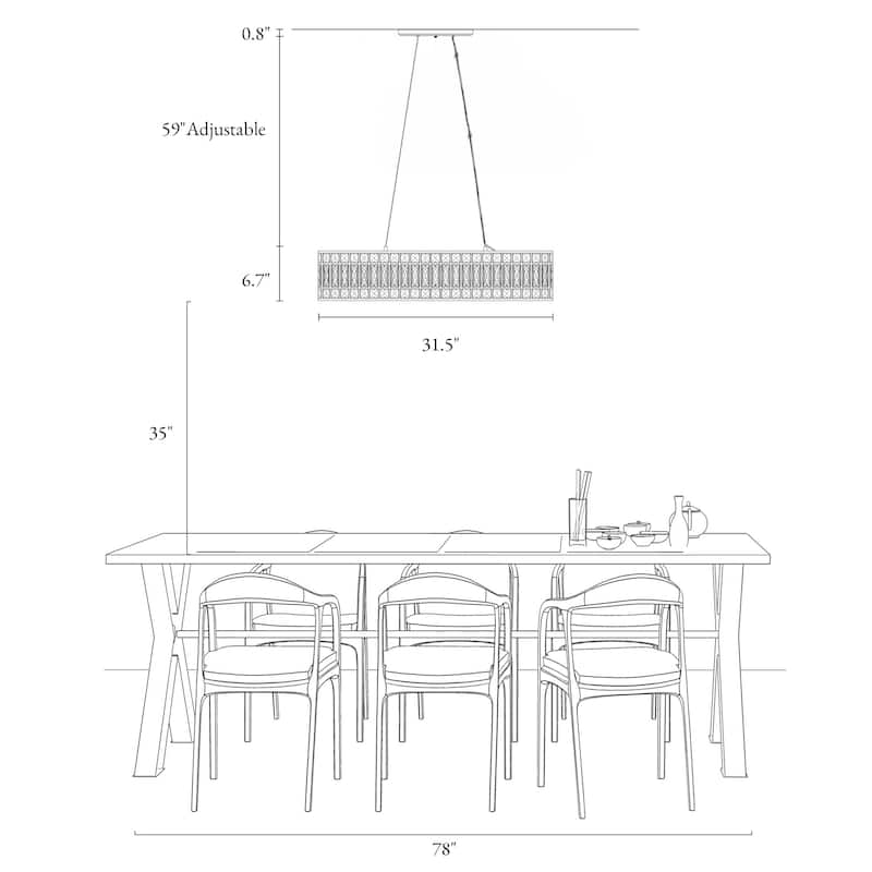 Modern 4-Light Black Crystal Chandelier Island Lights for Dining Room Kitchen Island - L31.5" x W9" x H67"