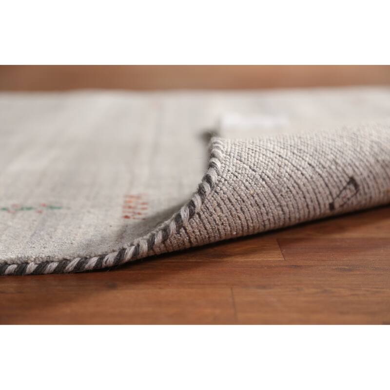 Gabbeh Indian Area Rug Hand-Knotted Grey Tribal Wool Carpet - 5'0" x 7'9"