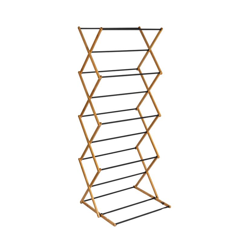 Household Essentials Bamboo Adjustable Folding Clothes Drying Rack with 16 Metal Dowels - 23.8"L x 19.3"W x 57.0"H
