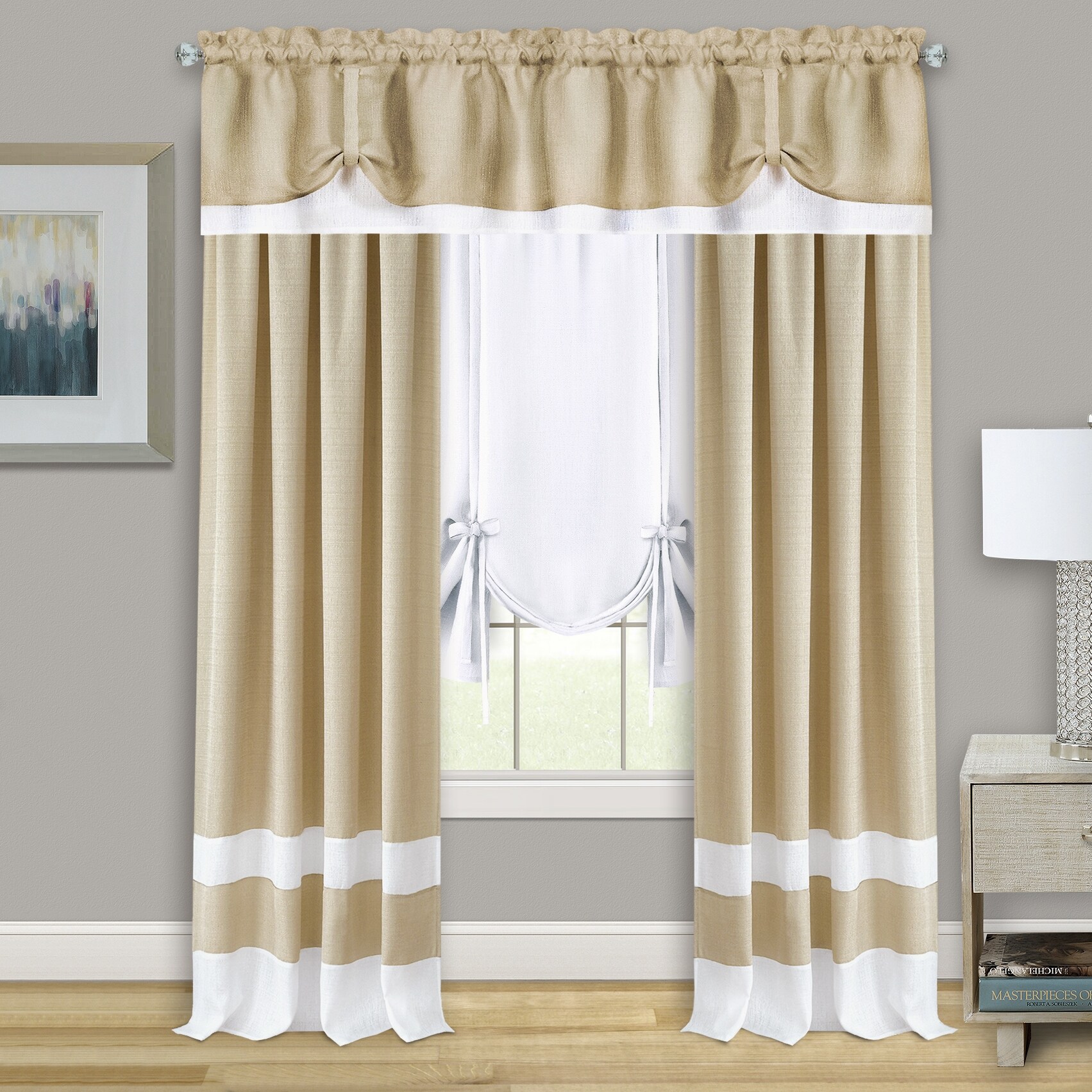 Darcy Window Curtain Tie Up Shade - 58x63-image