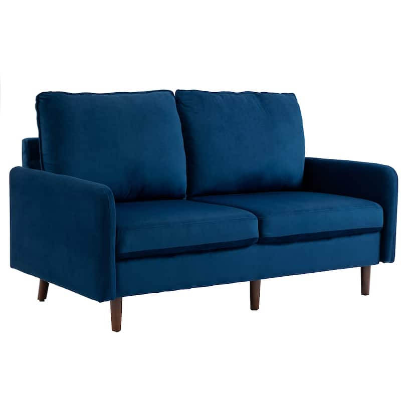 Velvet Loveseat Sofa With Wood Legs