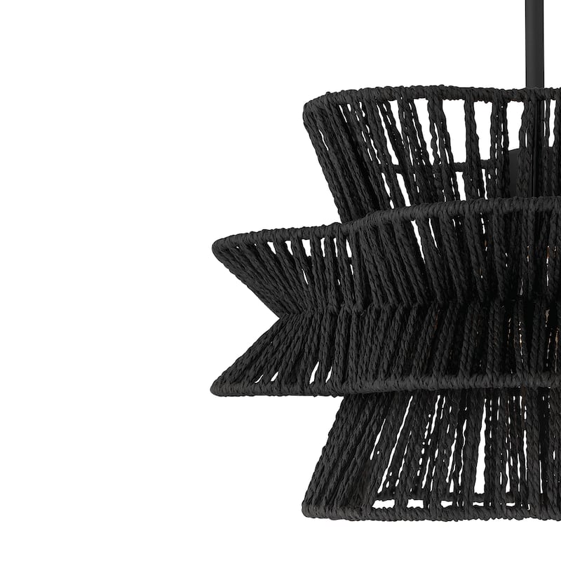 Acroma 1-light Farmhouse Coastal Woven Chandelier for Dining Room - 16'' D * 61'' H