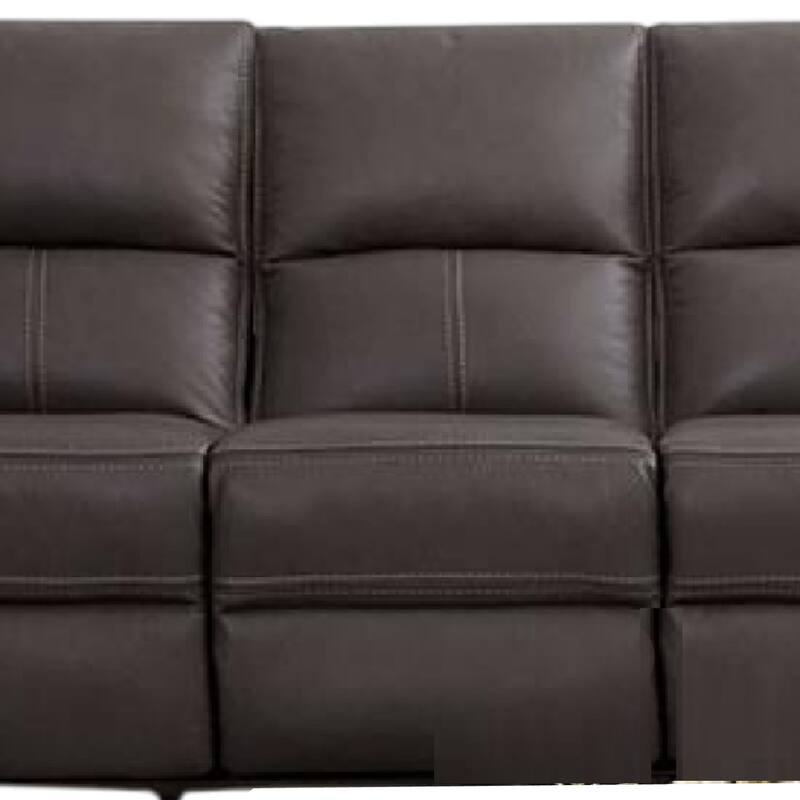 Vazy Dual Power Reclining Sofa, Gray Faux Leather Seating, 86 Inch