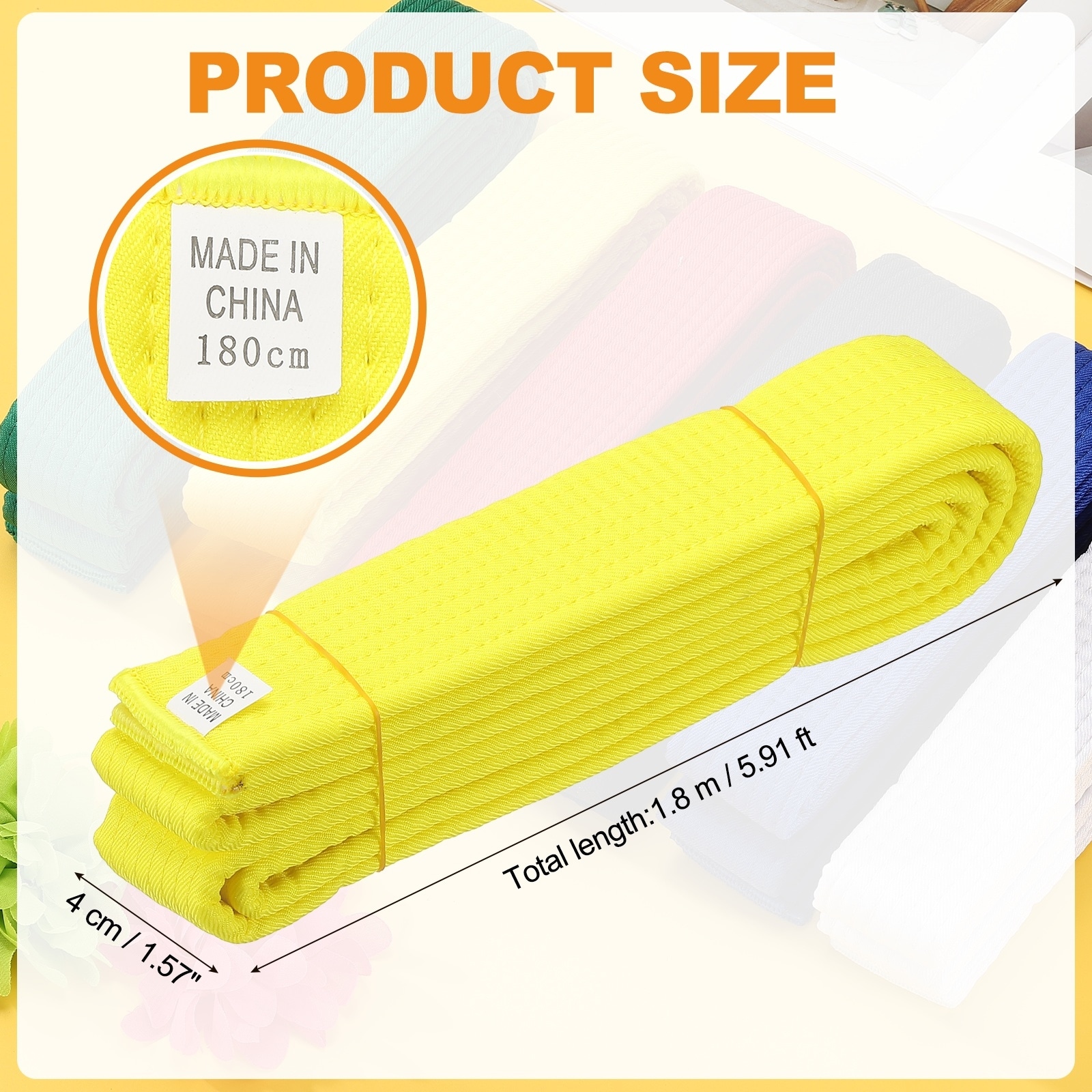 Karate Belt, Martial Arts Ranking Belts Solid Cotton Double-Layered Core Long Soft Training Equipment