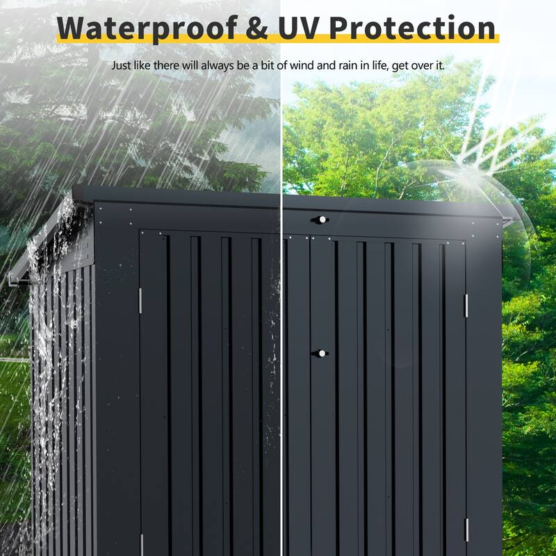 Garbage Bin Shed Stores 2 Trash Cans Metal Outdoor Bin Shed for Garbage Storage,Stainless Galvanized Steel