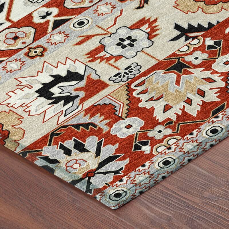 Machine Washable Indoor/ Outdoor Traditional Aspen Chantille Rug