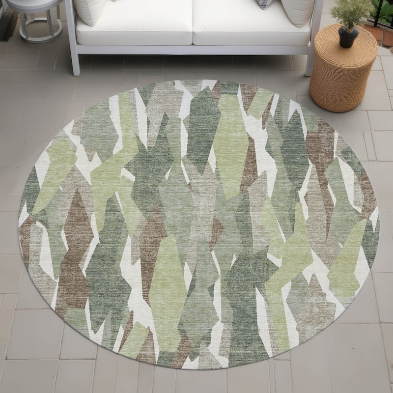 Machine Washable Indoor/ Outdoor Contemporary Dylan Chantille Rug - Fern - 8' x 8'