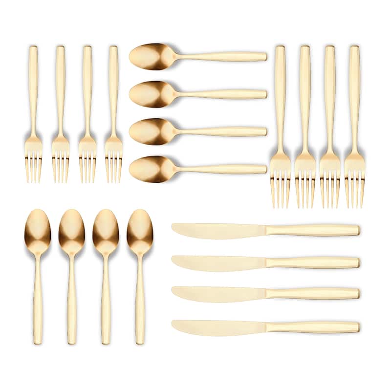 Ornative AMIAS 18/0 Stainless Steel 20 Pieces Flatware Set - 10.63" H x 6.69" W x 2.76" D