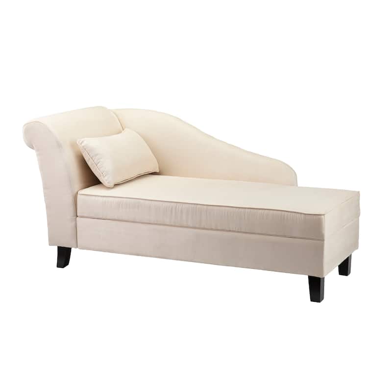 SEI Furniture Avery Transitional Beige Fabric Chaise Lounge w/ Storage