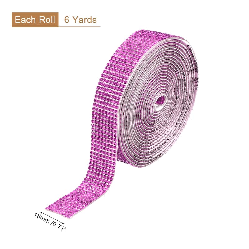 Self Adhesive Rhinestone Strips, Crystal Rhinestone Ribbon - Rose - 3 yards x 0.71 inch