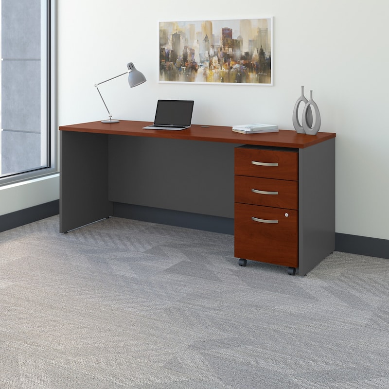 Series C 72W x 24D Office Desk with Drawers by Bush Business Furniture - Hansen Cherry
