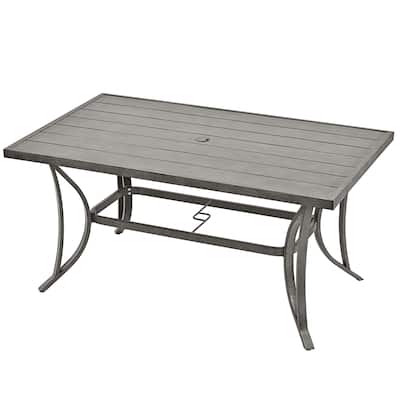 35.5'' W Outdoor Aluminum Dining Table with Umbrella Hole