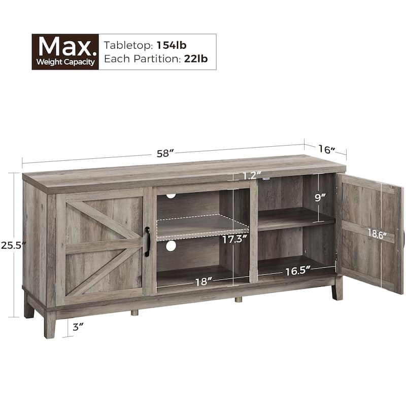 Yaheetech 58" 2-Tier Farmhouse TV Stand Entertainment Console Cabinet