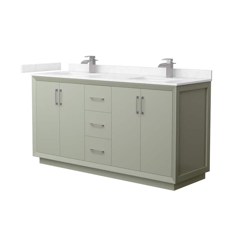 Wyndham Collection WCF414166D-VCA-UNSMXX Strada 66" Free Standing - Light Green / Carrara Cultured Marble Top / - Painted