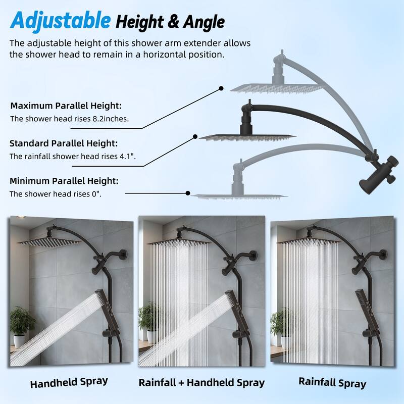 10" All Metal High Pressure Rain Shower with 4-spray Handheld Shower