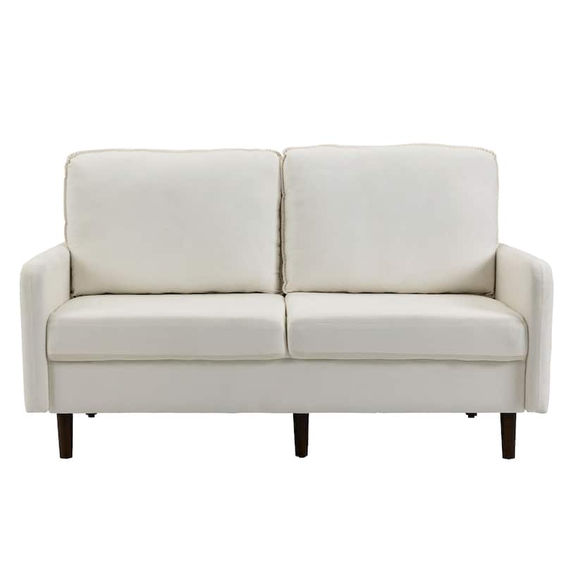 Velvet Loveseat Sofa With Wood Legs