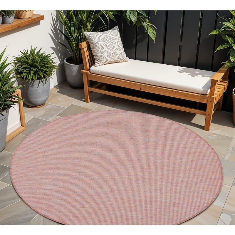 HomeRoots Contemporary Round Outdoor Rug - 8' Round - Multi - 8' Round
