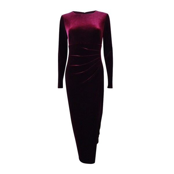 Lauren by Ralph Lauren Women's Pleated Velvet Gown - Red. Opens flyout.