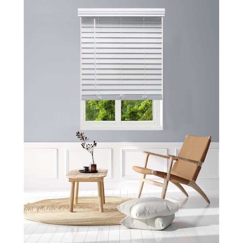 Linen Avenue Cordless Faux Wood Blind, Partial Inside Mount (Arrives ½ Inch Narrower)