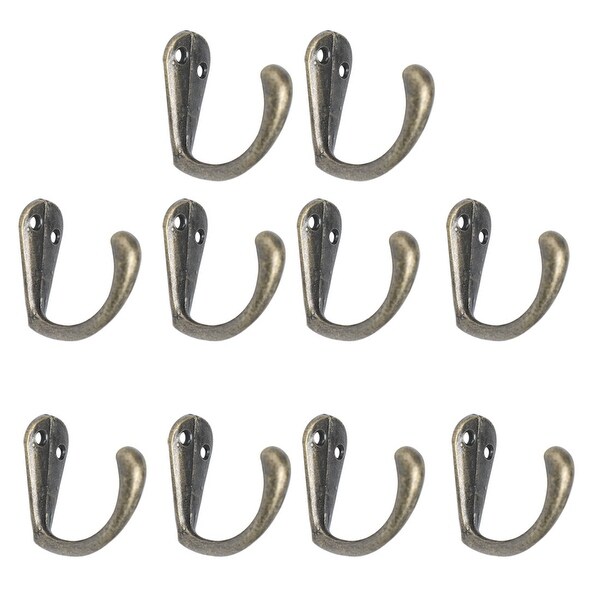 10pcs Robe Hooks Zinc Alloy Hook Coat Towel Wall DIY Hangers w Screw Bronze Tone - Bronze Tone 2