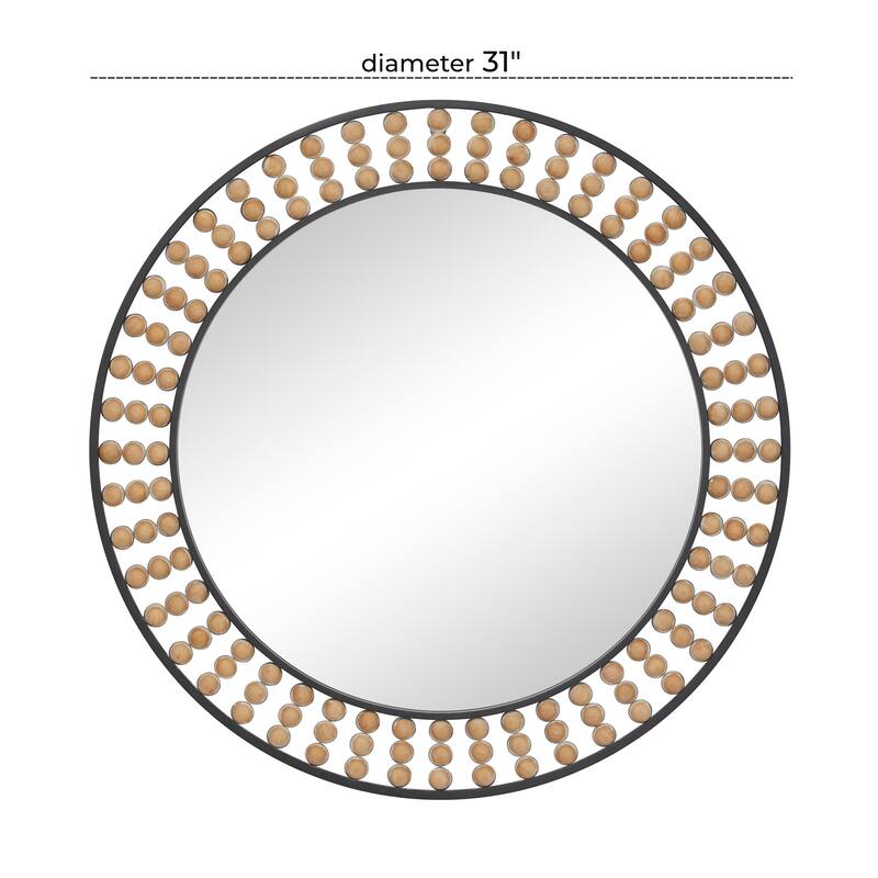 Contemporary Metal Wall Mirror with Beaded Detailing - White or Black