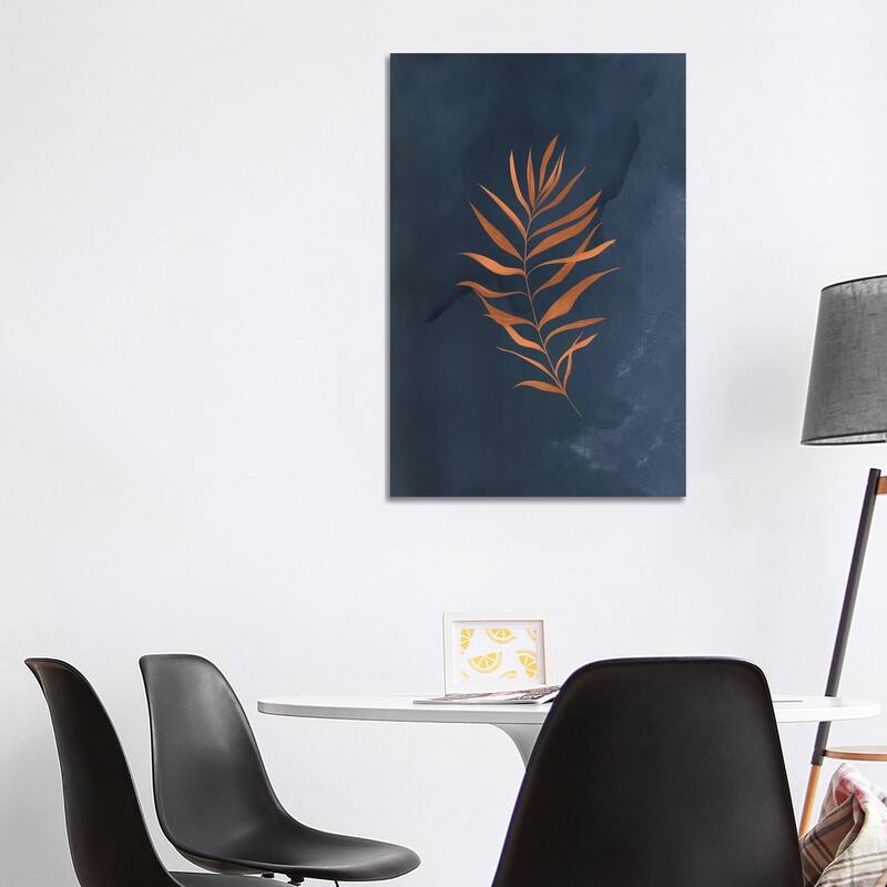iCanvas "Navy Blue Monstera Leaf" by Nordic Print Studio Canvas Print - 40x26x1.5