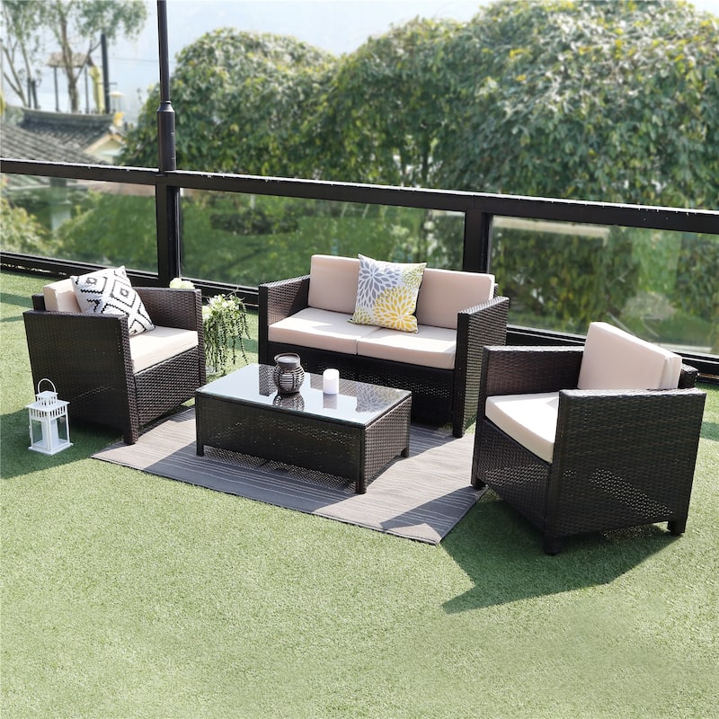 Royalcraft 5 Piece PE Rattan Wicker Outdoor Patio Furniture Set - Brown