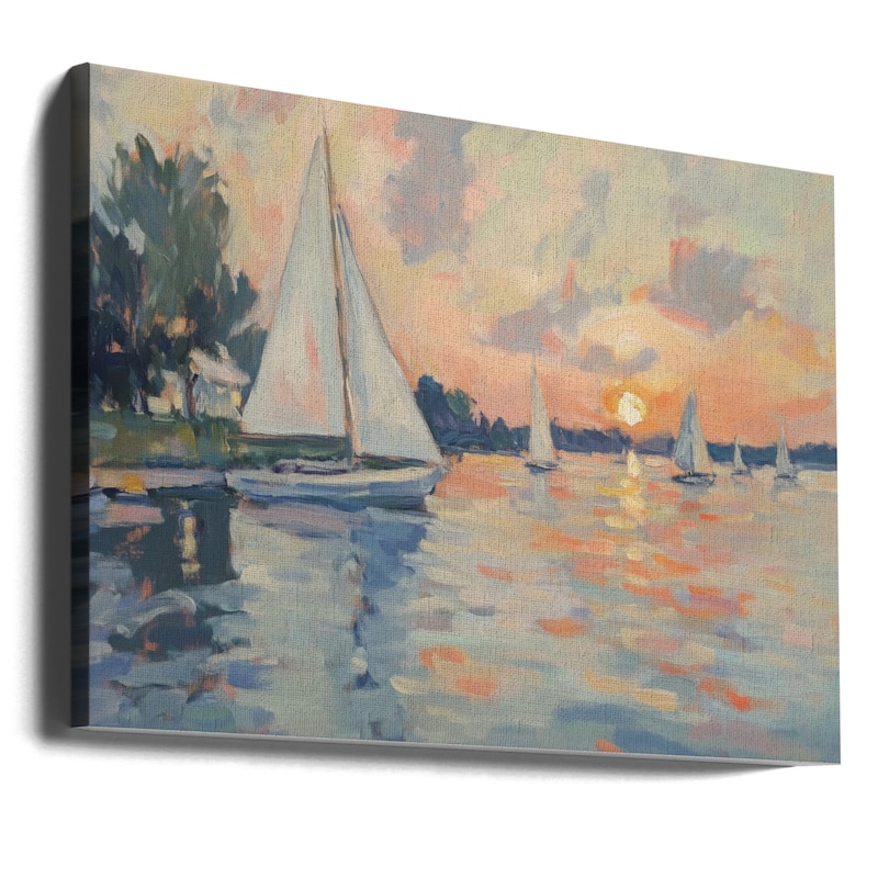 "Sea Sailboats" Wrapped Canvas Wall Art