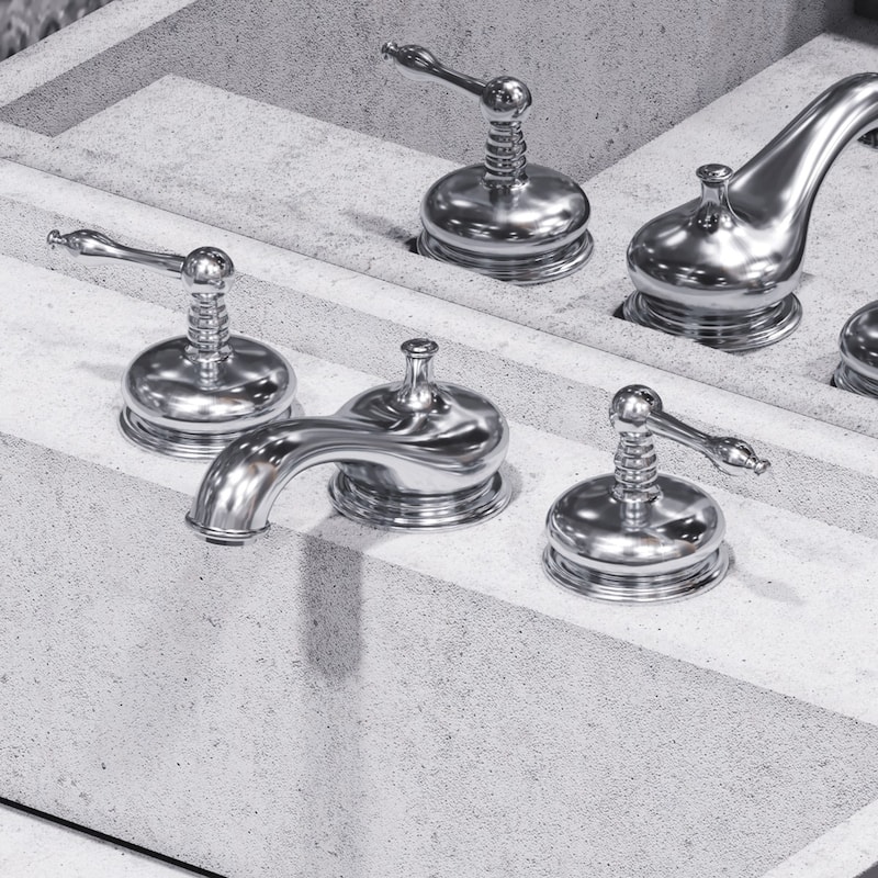 Chrome Widespread Bathroom Faucet Upscale Belle Antique Design 2 Handles with Drain Renovators Supply