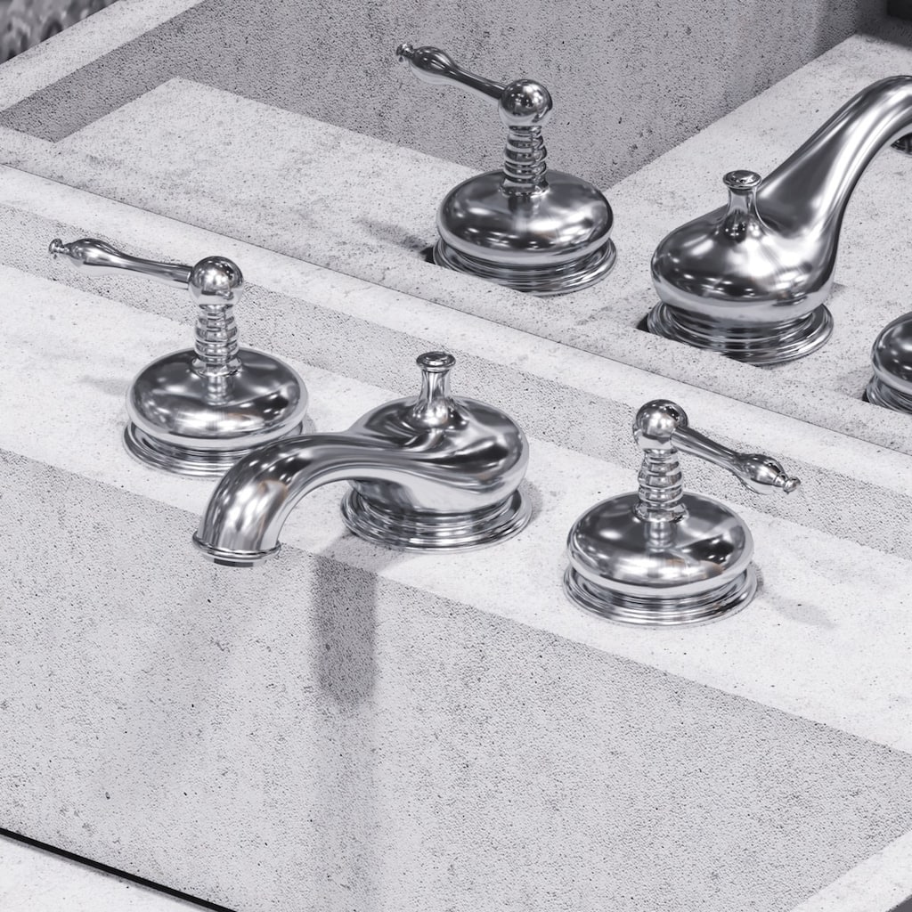 Chrome Widespread Bathroom Faucet Upscale Belle Antique Design 2 Handles with Drain Renovators Supply