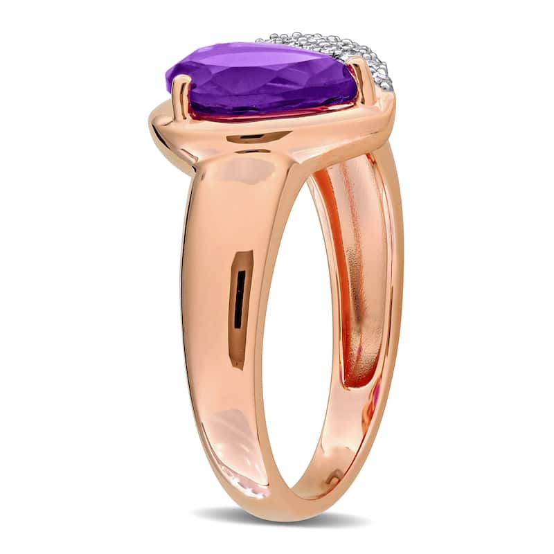 Miadora Gemstone and 1/7ct TDW Diamond Heart Ring in 10k Gold