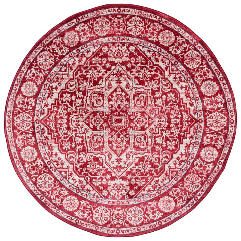 SAFAVIEH Brentwood Þordis Oriental Medallion Rug - 6'7" Round - Red/Ivory
