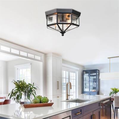4 Light Industrial Flush Mount Ceiling Light