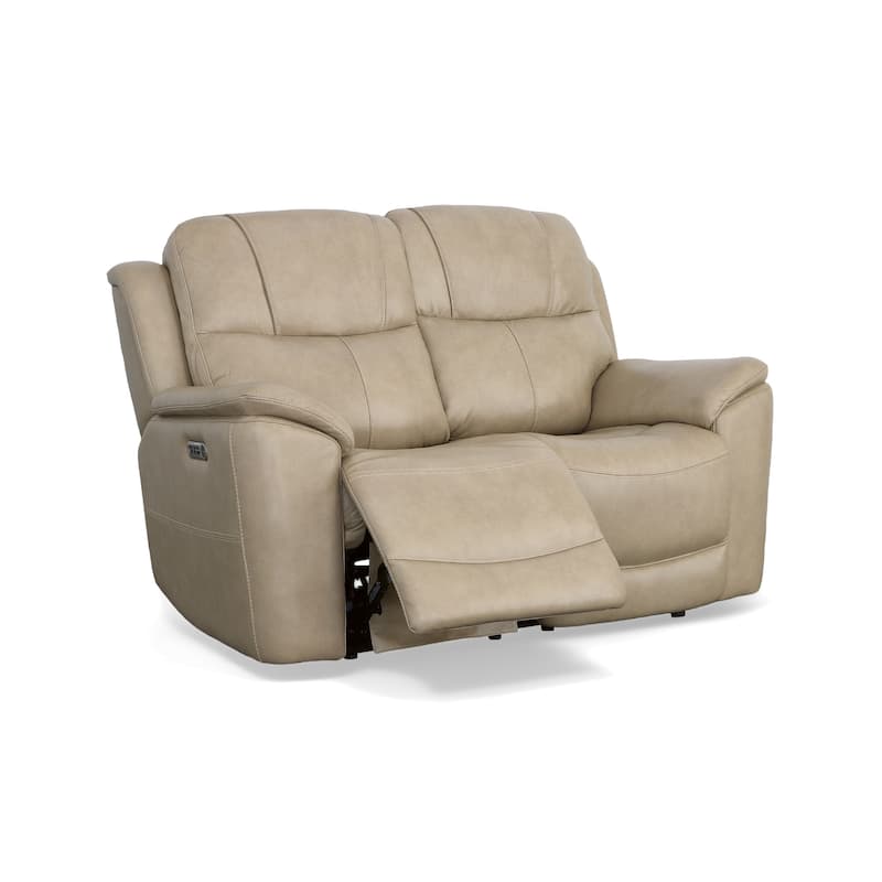 Crew Top Grain Leather Power Reclining Loveseat with Power Headrests & Lumbar