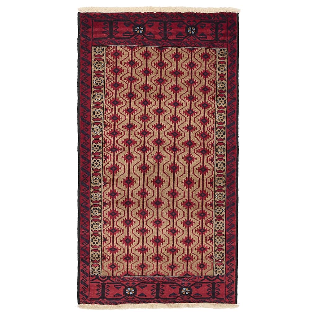 ECARPETGALLERY Hand-knotted Baluch Tan Wool Rug - 3'1 x 5'8