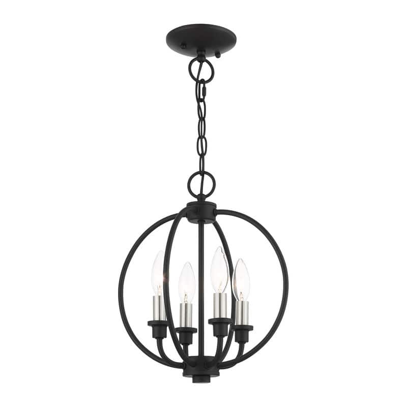 Livex Lighting 4-light Black Chandelier, 4664-04 - 12.5" DIA X 14.5" H/12.5" Dia x 13" H