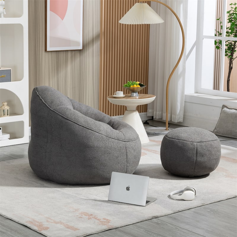 High Pressure Foam Bean Bag Sofa Chair With Ottoman