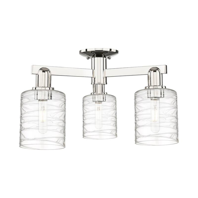 Innovations Lighting 716-3F-11-23 Cobbleskill Semi-Flush Cobbleskill 3 - Polished Nickel / Deco Swirl