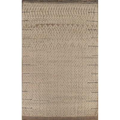 Earth Tone Moroccan Area Rug Handmade Geometric Wool Carpet - 8'9"x 12'10"