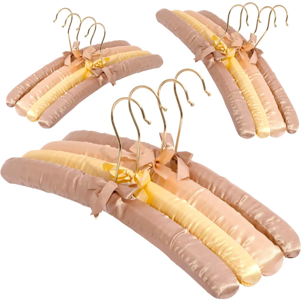 Padded Hangers Premium Heavy Duty Satin Anti Slip - Earthtone, Set of 12