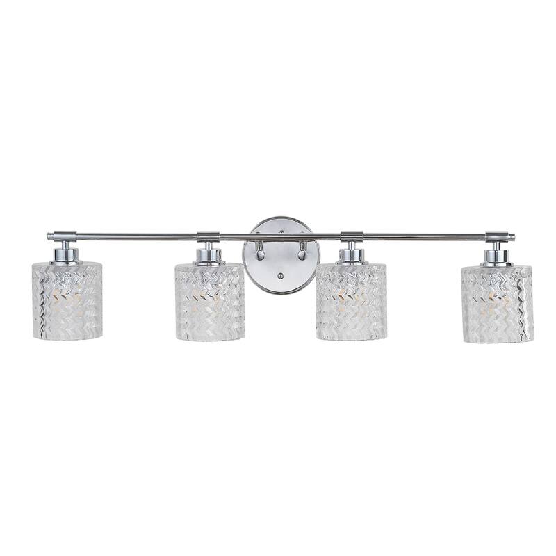 Manhattan Vintage Iron/Chevron Pattern Glass Farmhouse Cottage LED Vanity Light, by JONATHAN Y
