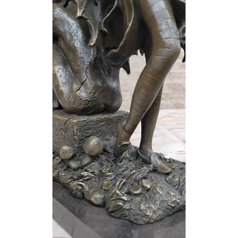 Art Deco Hot Cast Midnight Fairy With Gargoyle Bronze Sculpture Statue By Aldo Vitaleh