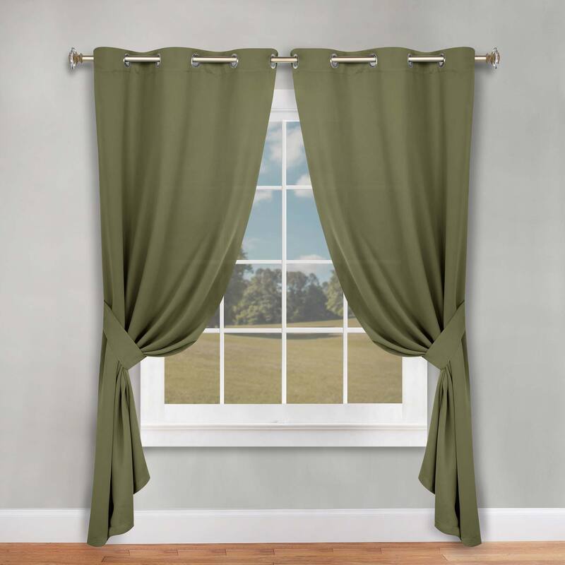 Superior Solid Machine Washable Room Darkening Grommet Blackout Curtains, Set of 2