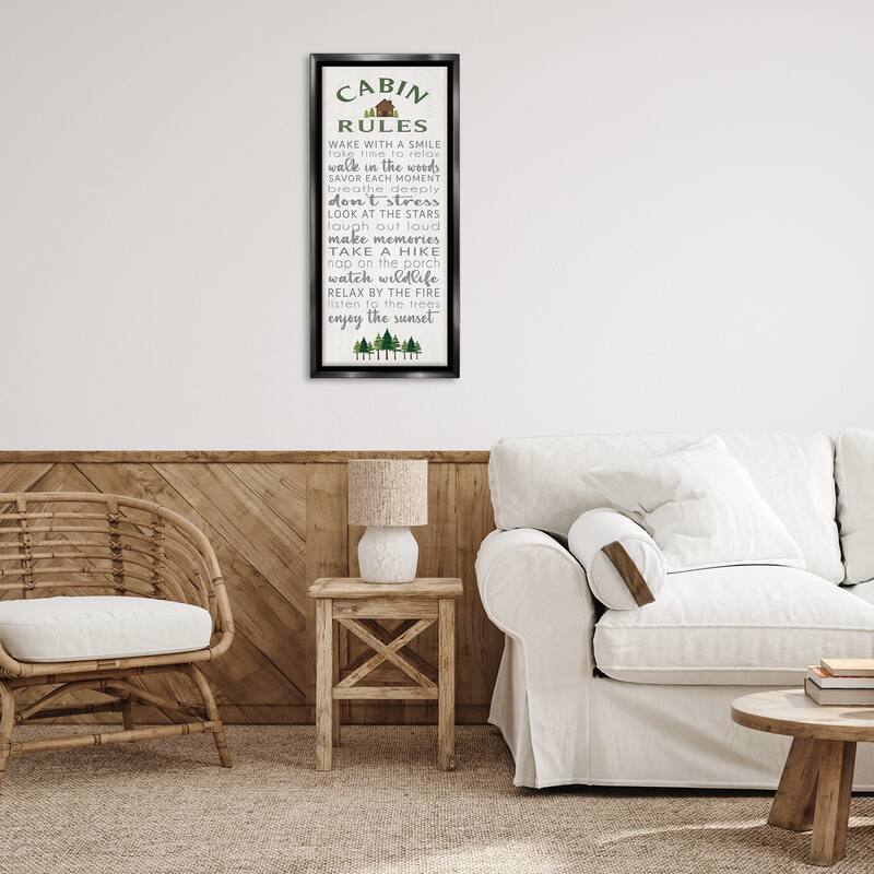 Stupell Fun Rustic Cabin Rules Framed Floater Canvas Wall Art Design By Seven Trees Design